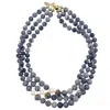 Farra Women's Grey / White Classic Multi-layers Gray Agate With White Pearls Statement Necklace In Multi