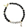 Farra Women's Healing Energy Stone Black Gemstone Bracelet