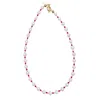 Farra Women's High Quality Freshwater Pearls With Red Ruby Necklace In Red