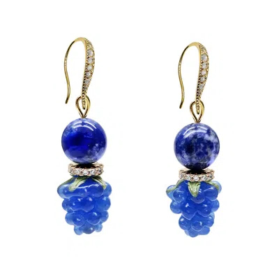 Farra Women's Lapis Lazuli With Blue Raspberry Earrings