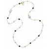 Farra Women's Malachite With Freshwater Pearl Multi-way Long Necklace