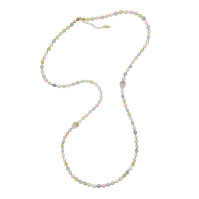 Farra Women's Morganite With Pink Raspberry Long Necklace