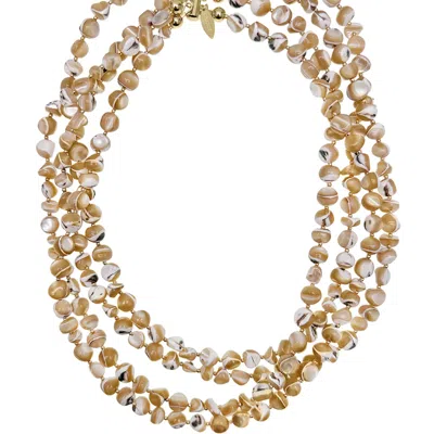 Farra Women's Neutrals Beige Color Multi Layers Shell Necklace