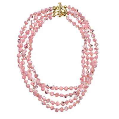 Farra Women's Ocean's Beauty Multi-layered Pink Shells Necklace