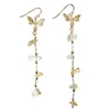 Farra Women's Orange Citrine With Butterfly Charm Elongated Earrings In Orange