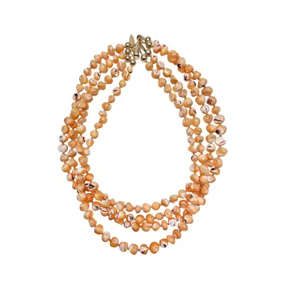 Farra Women's Orange Natural Shell Multi-layers Necklace