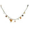 Farra Women's Orange Playful Chicken And Fruits Bag Charm In Orange