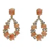 Farra Women's Orange Sunstone Statement Earrings In Orange
