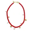 Farra Women's Peanut Shaped Red Coral Statement Necklace In Red