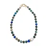 Farra Women's Phoenix Lapis With Baroque Pearl And Blue Raspberry Necklace