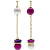 Farra Women's Pink Gray Freshwater Pearls And Magenta Gemstone Dangle Earrings In Pink
