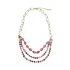 Farra Women's Pink Opal And Tourmaline Layers Statement Necklace In Pink