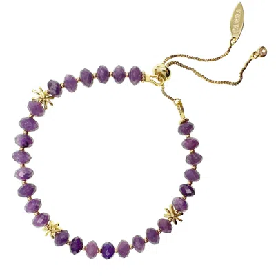 Farra Women's Pink / Purple Amethyst Adjustable Bracelet