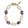 Farra Women's Pink / Purple Amethyst And Moonstone Box Clasp Bracelet