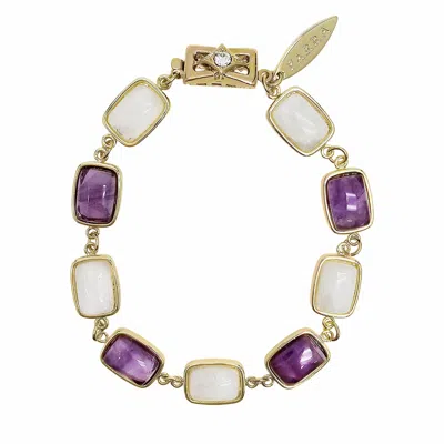 Farra Women's Pink / Purple Amethyst And Moonstone Box Clasp Bracelet