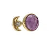 Farra Women's Pink / Purple Amethyst And Zircon Adjustable Open Ring