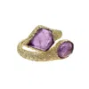 Farra Women's Pink / Purple Amethyst Open Ring