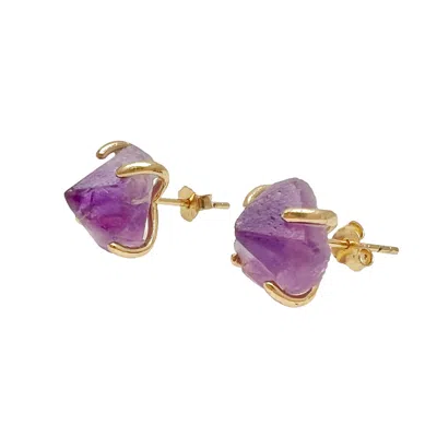 Farra Women's Pink / Purple Amethyst Stone Stud Earrings