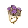 Farra Women's Pink / Purple Amethyst Stones Cocktail Statement Ring