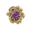 Farra Women's Pink / Purple Flower Setting With Amethyst Stone Ring