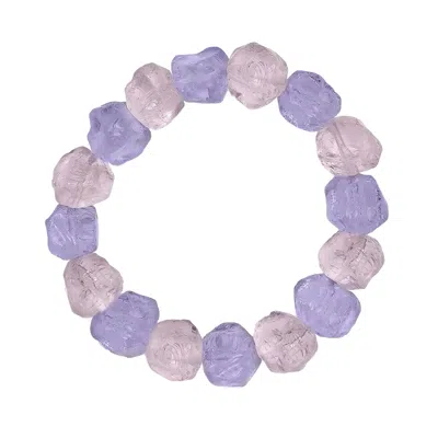 Farra Women's Pink / Purple Nugget Amethyst And Rose Quartz Stretchy Bracelet