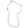 Farra Women's Pink / Purple Nugget Rose Quartz With Chain Long Necklace