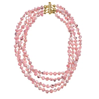 Farra Women's Pink / Purple Ocean's Beauty Multi-layered Pink Shells Necklace