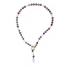 Farra Women's Pink / Purple Purple Gemstone And Freshwater Pearls Y Shape Necklace