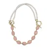 Farra Women's Pink / Purple Rose Quartz And Freshwater Pearls Versatile Necklace