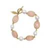 Farra Women's Pink / Purple Rose Quartz With Freshwater Pearls Bracelet