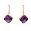 Farra Women's Pink / Purple Square Shaped Amethyst Minimalist Earrings