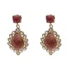 Farra Women's Pink / Purple Strawberry Quartz Victoria Style Earrings