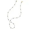 Farra Women's Pink / Purple / White Removable Black &white Freshwater Pearls Glasses Chain