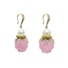 Farra Women's Pink Raspberry With Freshwater Pearls Earrings In Pink