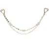 Farra Women's Pink Rose Quartz Bowknot With Freshwater Pearls Double Layers Bag Charm In Pink
