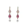 Farra Women's Pink Rose Quartz With Pearls Feminine Dangle Earrings In Pink