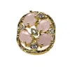 Farra Women's Pink Rose Quartz With Zircon Setting Statement Ring In Pink