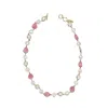 Farra Women's Pink / White Pink Gemstone With Freshwater Pearls Elegant Necklace In Multi