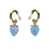 Farra Women's Plush Blue Strawberry Dangle Playful Earrings
