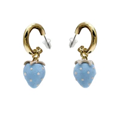 Farra Women's Plush Blue Strawberry Dangle Playful Earrings