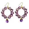 Farra Women's Purple Amethyst And Freshwater Handcrafted Flower Hoop Earrings In Purple
