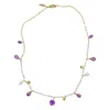 Farra Women's Purple Amethyst And Freshwater Pearl Delicate Charm Necklace In Purple
