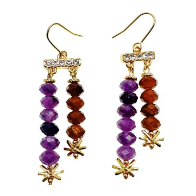 Farra Women's Purple Amethyst And Orange Garnet Tassel Earrings