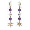 Farra Women's Purple Amethyst And White Quartz With Snowflake Dangle Earrings In Purple