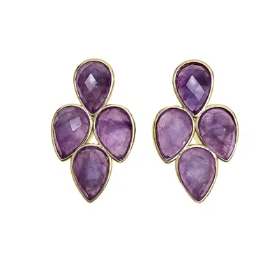 Farra Women's Purple Amethyst Statement Earrings