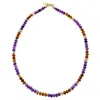 Farra Women's Purple Amethyst With Orange Garnet Color Blocking Choker In Purple