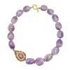 Farra Women's Purple Amethyst With Rhinestone Chunky Statement Necklace In Purple