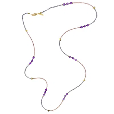 Farra Women's Purple Gemstone Color Matching Versatile Long Necklace