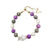 Farra Women's Purple Gemstone With Baroque Pearl Bracelet