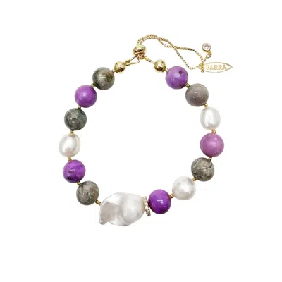 Farra Women's Purple Gemstone With Baroque Pearl Bracelet